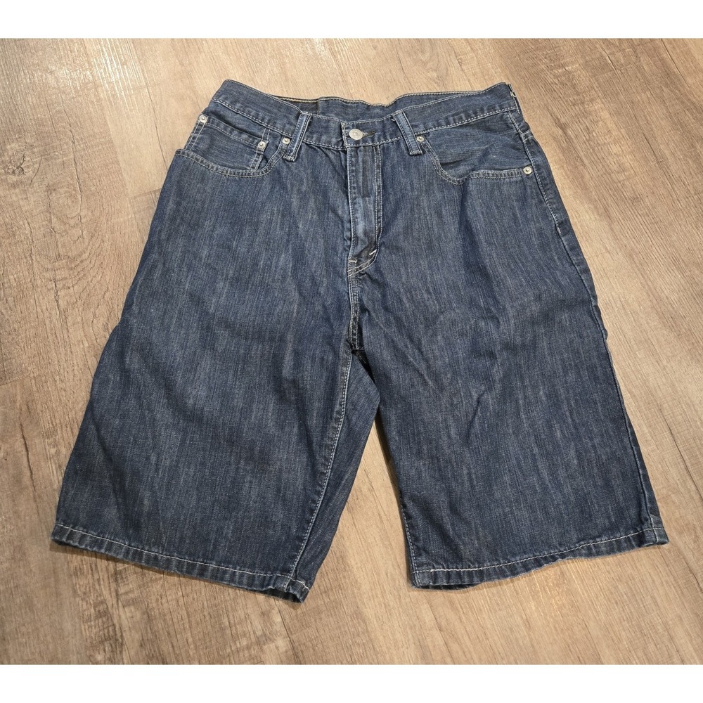 Men's Levi's 569 Loose Fit Shorts‎ Dark Wash Denim Jeans Size 32 12" Inseam